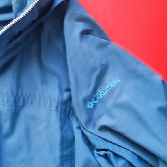 Columbia canvas windbreaker with hood full zipper muted blue women's size L - Picture 5 of 8